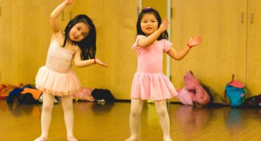 Kindergarten Dancers Learning Ballet Movements During An After School Enrichment Program